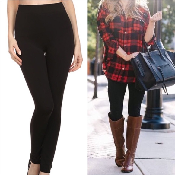 FLEECE LINED❄️ black leggings high waisted - Picture 2 of 2